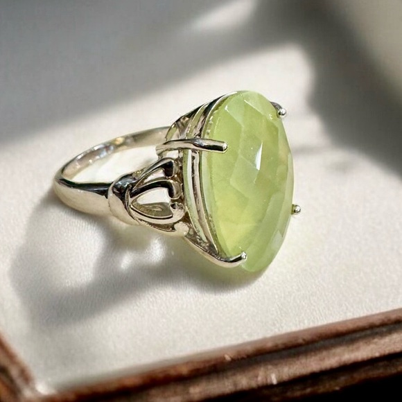 ☀️Rare Australian Golden Prehnite Sterling Silver Ring (7)☀️ - Picture 10 of 14